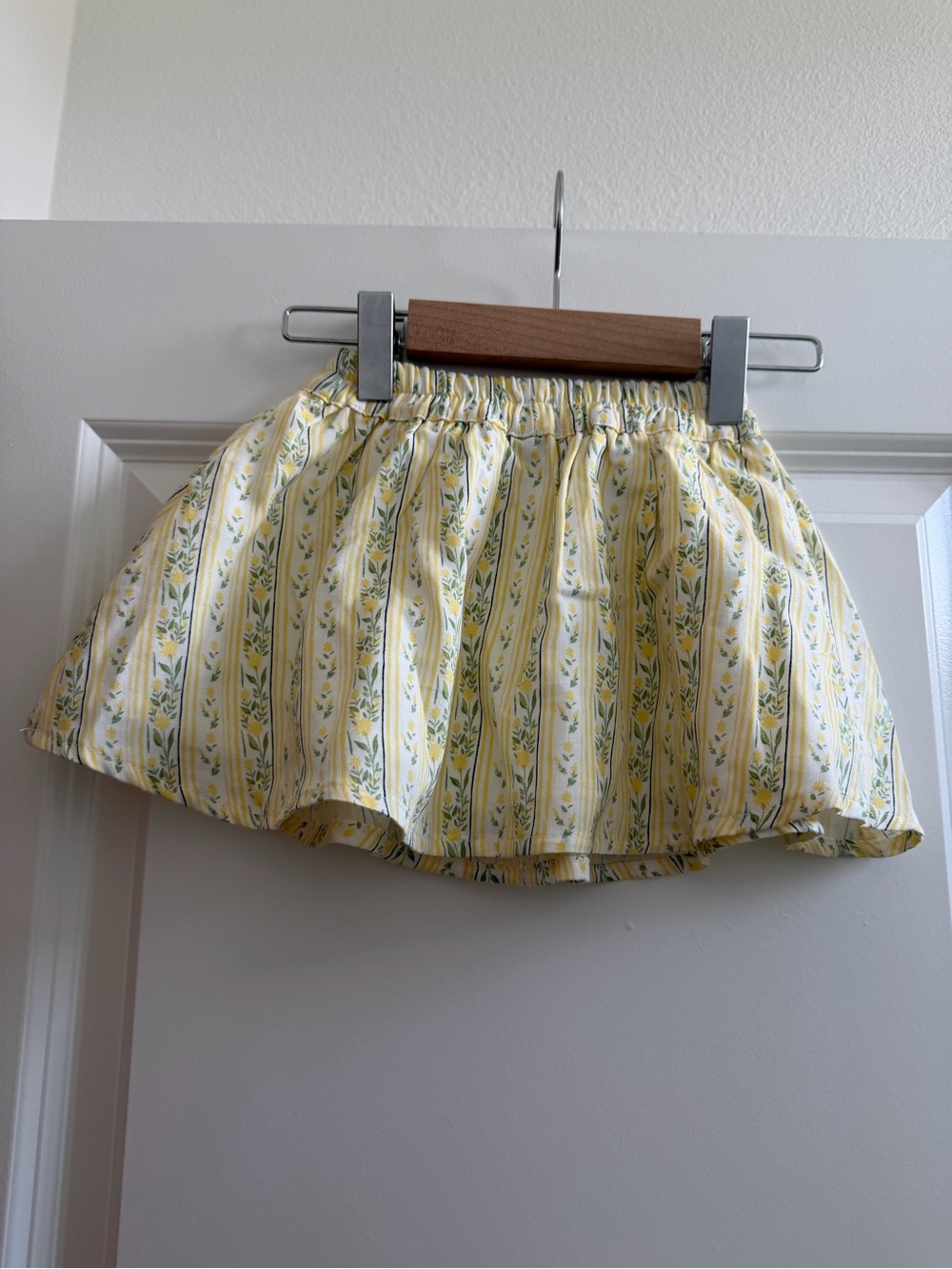 Girls Yellow Floral Stripe Skirt - Brand Unspecified